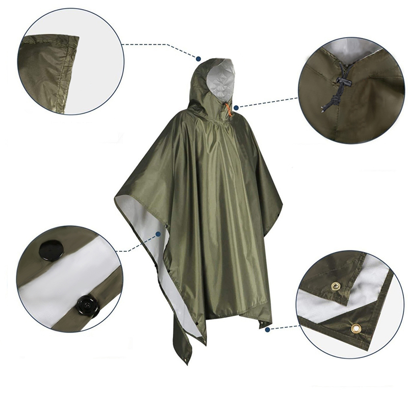 Emergency Poncho Rain - Heavy Duty Rain Poncho For Backpacking