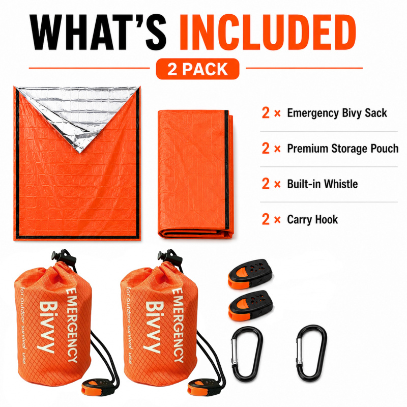 2 Pack Emergency Sleeping Bag, - Emergency Whistle Loud recension och pris