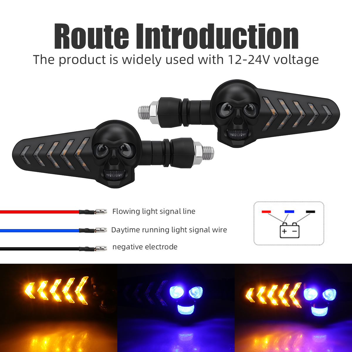 1Pair Motorcycle Skull Head LE - Sos Light Strobe recension och pris